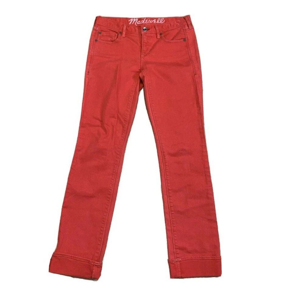 madewell Rail Straight Mid rise jeans Light wash rep pink Sz 26 cotton pockets - Picture 9 of 11